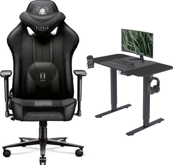 Diablo Chairs X-PLAYER 2.0 Normal Size Czarny + EGON 1100 Czarne 110 cmx60 cm