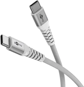 Goobay Supersoft biela / Dátový kábel USB-C / Textilné opletenie / Kovové konektory / 2 m (70194)