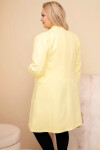 Dámske Plus veľkosť dlhý kabát s golierom a vreckami žltá UNI