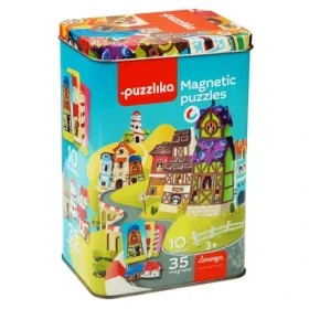 Puzzlika 13470 Magnetické domčeky - magnetická hra 35 dielikov a 10 predlôh
