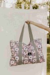 T-TOMI Shopper Bag Grey flowers