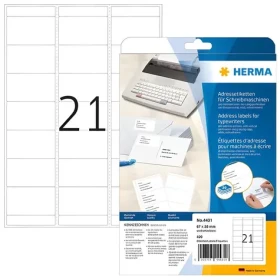 Herma Adresné etikety 67x38 mm biele / Etikety / papier matný / 420 ks / 20 listov (4431)