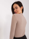 Tmavě béžová basic žebrovaná halenka z BASIC FEEL GOOD bavlny L / XL