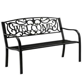 Mamido Záhradná kovová lavica pre 3 osoby WELCOME čierna