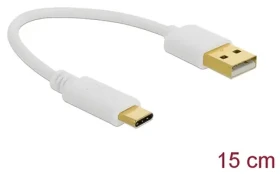 DeLock USB-A - USB-C 15 cm biela / Nabíjací kábel / 3 A (85355)