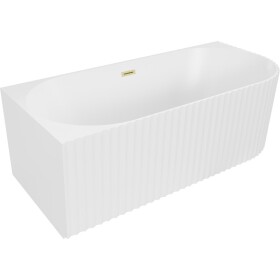 MEXEN/S - Gia voľne stojaca rohová vaňa reliéf ľavá 170 x 80, biela mat, sifón a prepad zlatá kartáčovaná 52701708001L-55