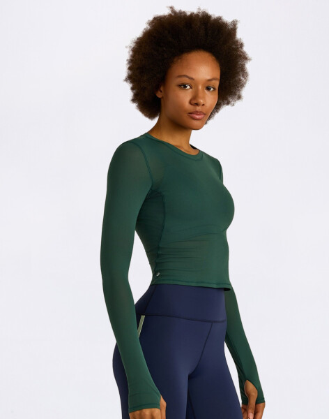 Organic Basics Active Mesh Long Sleeve Tee Deep Forest M