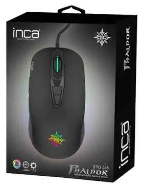 INCA IMG-348 čierna / Herná drôtová myš / optická / 3200 DPI / 7 tlačidiel / RGB / USB-A / 1,65 m (IMG-348)