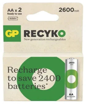GP ReCyko AA 2600 mAh, 2 ks / Nabíjacie batérie / NiMH / 300+ cyklov (1032222260)