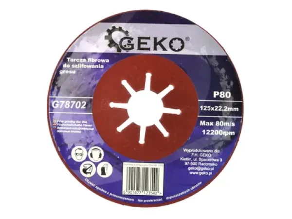 GEKO G78702 / Brúsny vláknový kotúč na kameniny / 125 x 1.8 x 22.2 mm / P80 (G78702)