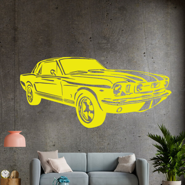 Veselá Stena Samolepka Automobil Ford Mustang Farba: žltá, Veľkosť: 60 x 28 cm