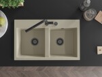 MEXEN/S MEXEN/S - Hektor granitový drez 2-bowl 800 x 480 mm, béžová, čierny sifón 6521802000-69-B