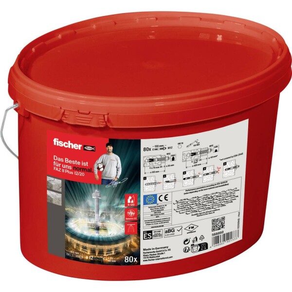 Fischer FAZ II Plus 12/20 Eimer (80) čapová kotva 119 mm 12 mm 568860 80 ks; 568860