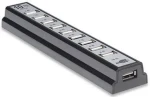 Manhattan USB 2.0 Hub / 10 portov + napájací adaptér / čierny (161572-MA)