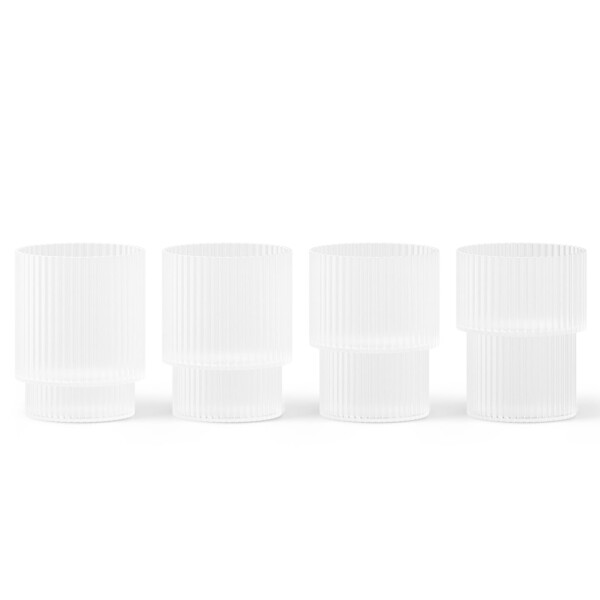 Ferm LIVING Poháre Ripple Frosted Small 200 ml – set 4 ks