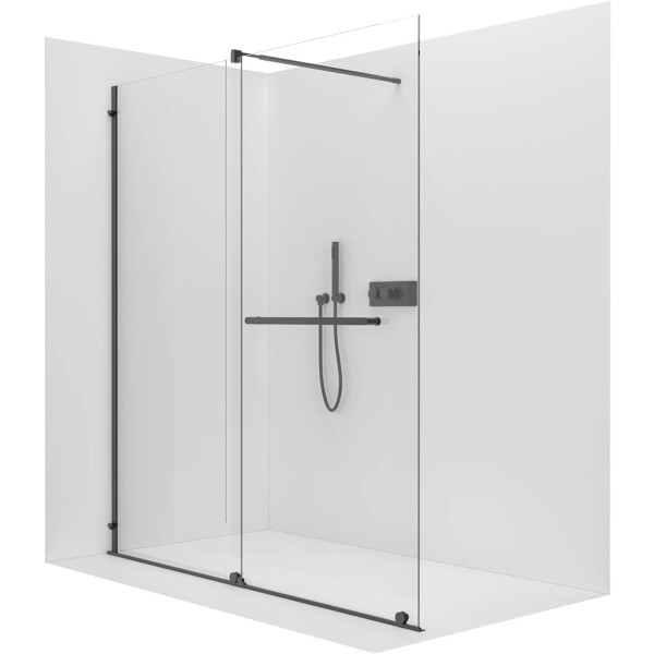 CERANO - Sprchová zástena Walk-in Medin L/P - 8 mm - čierna matná, transparentné sklo - 180x195 - dvojdielna posuvná CER-478027