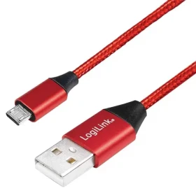 LogiLink USB-A - Micro-USB červená / Kábel / opletený / USB 2.0 / 0,3 m (CU0151)