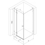 MEXEN/S - Lunar L sprchový kút dvere krídlové ľavá 70 x 70, transparent, grafit metal 834L-070-070-95-00-L