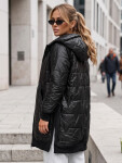 Dlhá dámska prešívaná bunda s kapucňou TY5809 čierna – FashionStreet 2XL