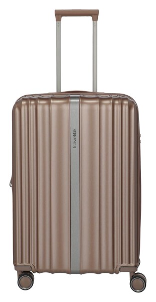 Stredný škrupinový kufor na kolieskach Travelite Paros 4w M Cappuccino