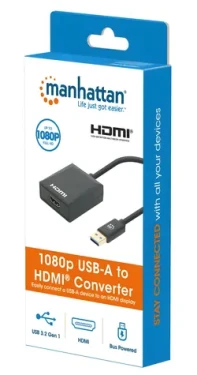 Manhattan USB-A na HDMI adaptér čierny / Adaptér / USB 3.1 Gen 1 / Full HD 1080p / 60 Hz / plast (153690)