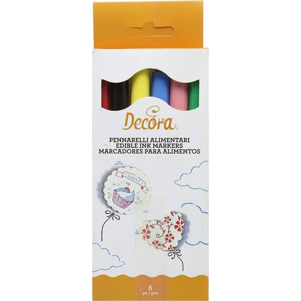 Jedlé fixy 6 ks farebné - Decora