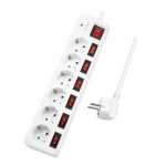 LogiLink Predlžovací kábel 6x zásuvka biela / Predlžovací kábel / 1,5 m / 230V-16A / vypínače (LPS250)