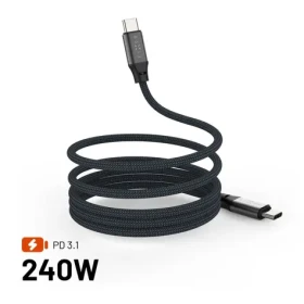 FIXED Dlhý magnetický nabíjací a dátový opletený kábel s konektormi USB-C/USB-C a podporou PD 2m USB 2.0 240W sivý (FIXDBM-CC2-GR)