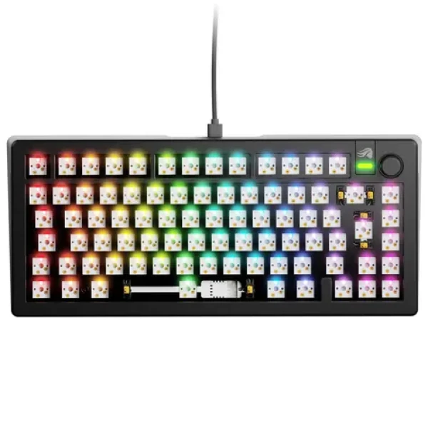 Glorious GMMK 3 75% barebone ISO čierna / herná 75% TKL / USB-C / bez spínačov / ISO layout / RGB / 1.4m (GLO-KB-GMMK3-75-BB-W-BLK-ISO)