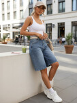Dámske džínsové bermudy s opaskom modré FashionStreet SY0545 L
