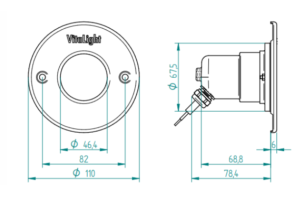 LED Svetlo Hugo Lahme - RGBW farebné; 24 V; 4 LED, Ø 110 mm, nerez