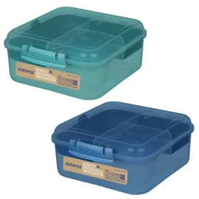 Sistema Ocean Bound Bento Cube Delený desiatový box s nádobou na jogurt a 2 tácky 1.25 l mix farieb (9414202134516)