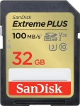 SanDisk Extreme PLUS SDHC 32GB / Pamäťová karta / UHS-I U3 / Class 10 / čítanie 100 MB/s / zápis 60 MB/s (SDSDXWT-032G-GNCIN)
