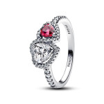 Pandora Strieborný prsteň Trblietavé srdcia s aureolou Timeless 193662C01 60 mm