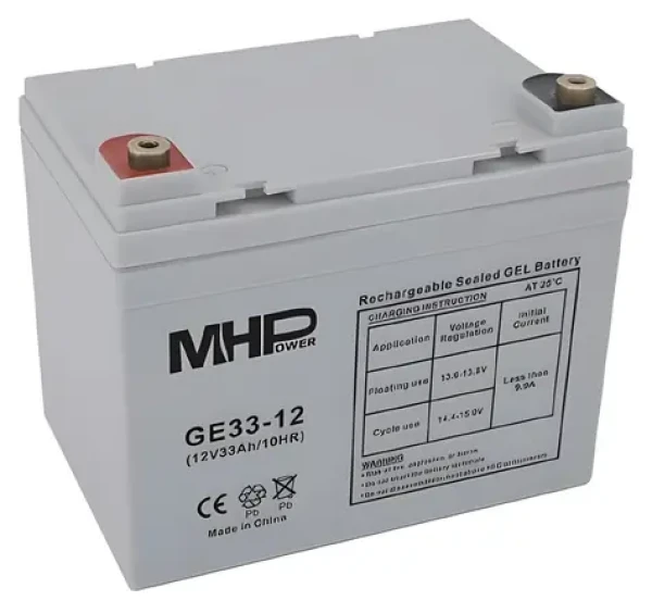MHPower GE33-12 / Gélový akumulátor / GEL / 12V / 33Ah / T2-M6 / Deep Cycle (GE33-12)