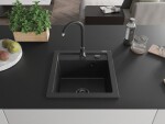 MEXEN/S MEXEN/S - Vito Vito granitový drez 1-miska 520x490 mm, čierny/striebro metalík + čierny sifón 6503521000-73-B