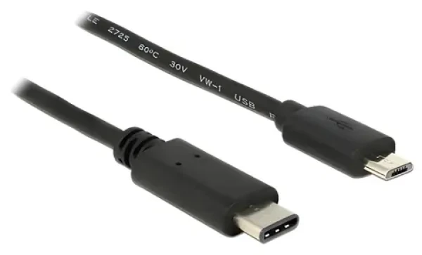 DeLock USB-C - Micro-B 0,5 m čierna / Kábel / USB 2.0 / 480 Mbit/s / 3 A (83333)