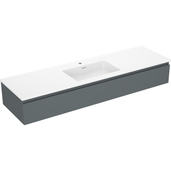 MEXEN/S - Orio kúpeľňová skrinka 160 cm s umývadlom Otis, 1 šuplík, grafit mat/biela mat 91A10-16023-1-BF66-W18M01