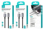 USAMS SJ667 čierna / Dátový kábel / Lightning - USB / 2,4 A / 1,2 m / Nylon (SJ667USB01)
