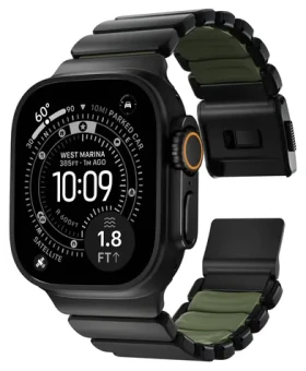 Nomad Stratos Band čierna/zelená / Remienok / Pre Apple Watch 45/46/49mm / Titan a FKM (NM009575858)