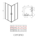 CERANO - Sprchovací kút Fabrizio L/P - 5 mm - čierna matná, transparentné sklo - 80x80x195 - posuvný CER-477967