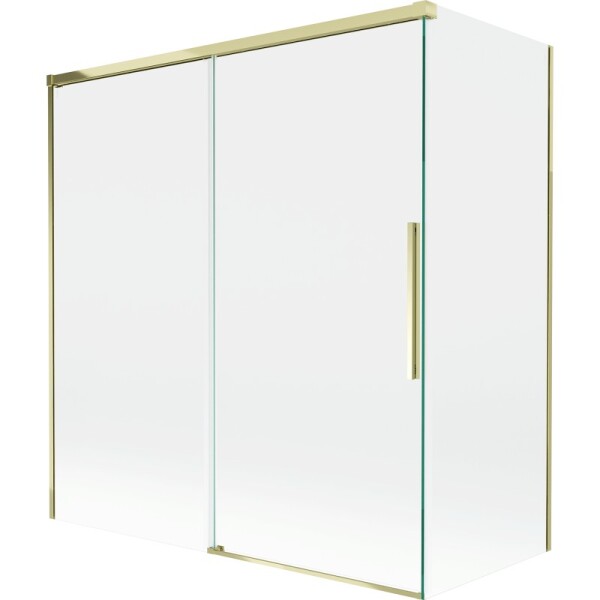 MEXEN/S - Rox vaňová zástena 2-krídlová posuvná 150 + 70 x 150, transparent, zlatá 8C9-150-070-50-00