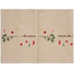 Ib Laursen Behúň na stôl s výšivkou Branch Christmas Ornaments 30 × 160 cm