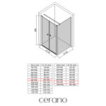 CERANO - Sprchovací kút Antelo L - Ľ/P - 6 mm - čierna matná, transparentné sklo - 96x90 - otočný CER-666574
