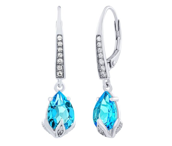 Silvego Strieborné náušnice Clarissa so Swiss Blue Topaz a Brilliance Zirconia JJJ1267ETS