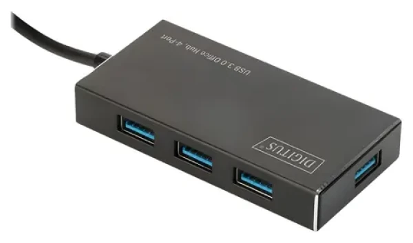 Digitus DA-70240-1 / USB hub / 4 porty / USB 3.0 / hliníkové telo / napájací adaptér 5V/2A (DA-70240-1)