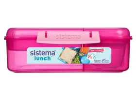 Sistema Lunch Bento Delený desiatový box s nádobou na jogurt a 2 tácky 1.65 l ružová (8592001419537)