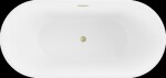 MEXEN/S - Luna vaňa voľne stojaca 150 x 75, biela/čierna, sifón a prepad zlatá kartáčovaná 52031507575-55