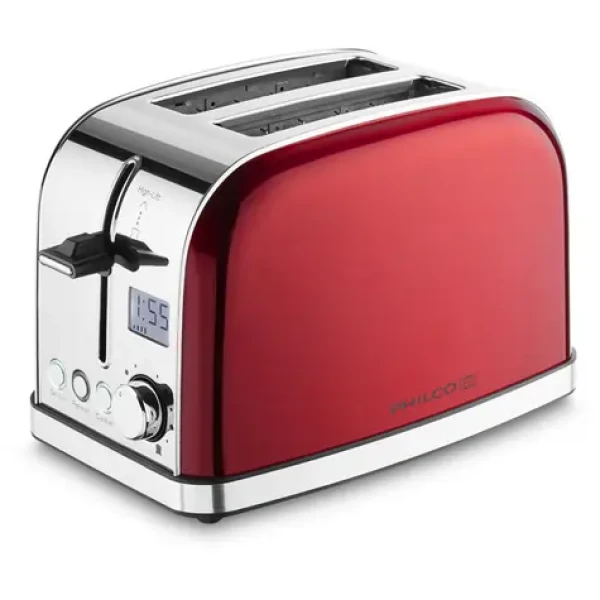 Philco PHTA 4016 červeno-strieborná / Hriankovač / 2 hrianky / 950 W (8590669285716)