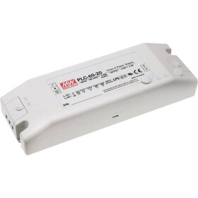 MEAN WELL PLC-60-20 LED driver, napájací zdroj pre LED konštantné napätie, konštantný prúd 60 W 3 A 20 V/DC bez možnosti stmievania, PFC spínacie obvod,; PLC-60-20